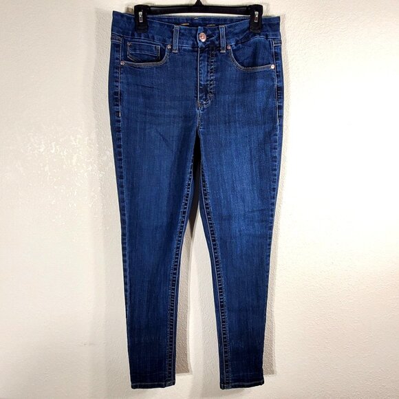 Seven7 Womens Size 10 Mid Rise Skinny Denim Jeans Medium Wash Stretch - Picture 1 of 12